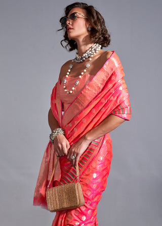 Pink Timeless Banarasi Blended Silk Saree with Intricate Design – Perfect for Grand Occasions ClothsVilla
