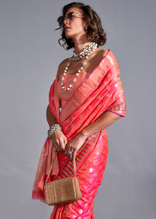 Pink Timeless Banarasi Blended Silk Saree with Intricate Design – Perfect for Grand Occasions ClothsVilla