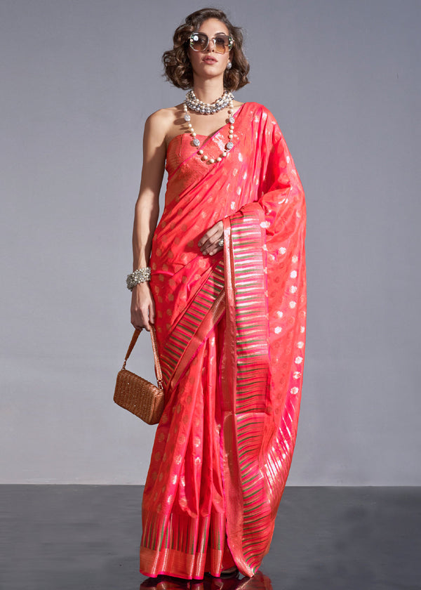 Pink Timeless Banarasi Blended Silk Saree with Intricate Design – Perfect for Grand Occasions ClothsVilla
