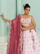 Load image into Gallery viewer, Pink Tissue Lehenga Choli with Sequins, Beads &amp; Thread Embroidery – Full-Flared Semi-Stitched Lehenga with Dupatta ClothsVilla