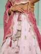 Load image into Gallery viewer, Pink Tissue Lehenga Choli with Sequins, Beads &amp; Thread Embroidery – Full-Flared Semi-Stitched Lehenga with Dupatta ClothsVilla
