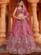 Load image into Gallery viewer, Pink Tissue Semi-Stitched Bridal Lehenga with Heavy Sequin, Moti, and Coding Embroidery Work ClothsVilla