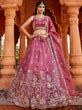 Load image into Gallery viewer, Pink Tissue Semi-Stitched Bridal Lehenga with Heavy Sequin, Moti, and Coding Embroidery Work ClothsVilla