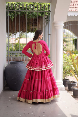 Pink Traditional Cora Cotton Lehenga Set ClothsVilla