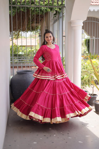 Pink Traditional Cora Cotton Lehenga Set ClothsVilla