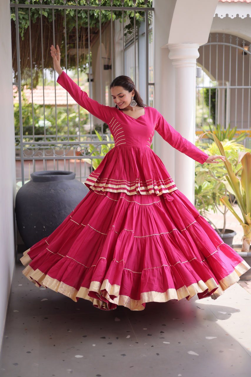 Pink Traditional Cora Cotton Lehenga Set ClothsVilla
