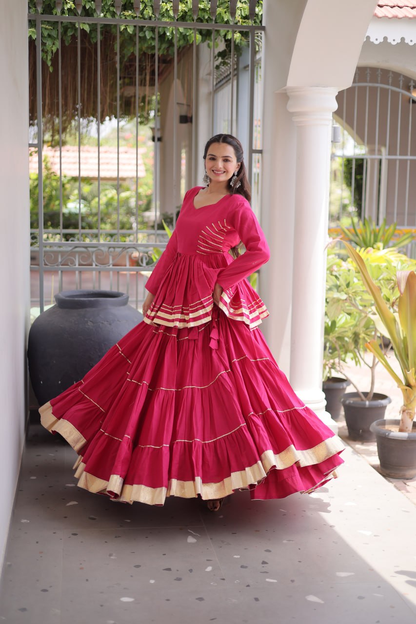 Pink Traditional Cora Cotton Lehenga Set ClothsVilla
