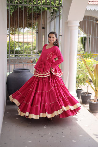 Pink Traditional Cora Cotton Lehenga Set ClothsVilla