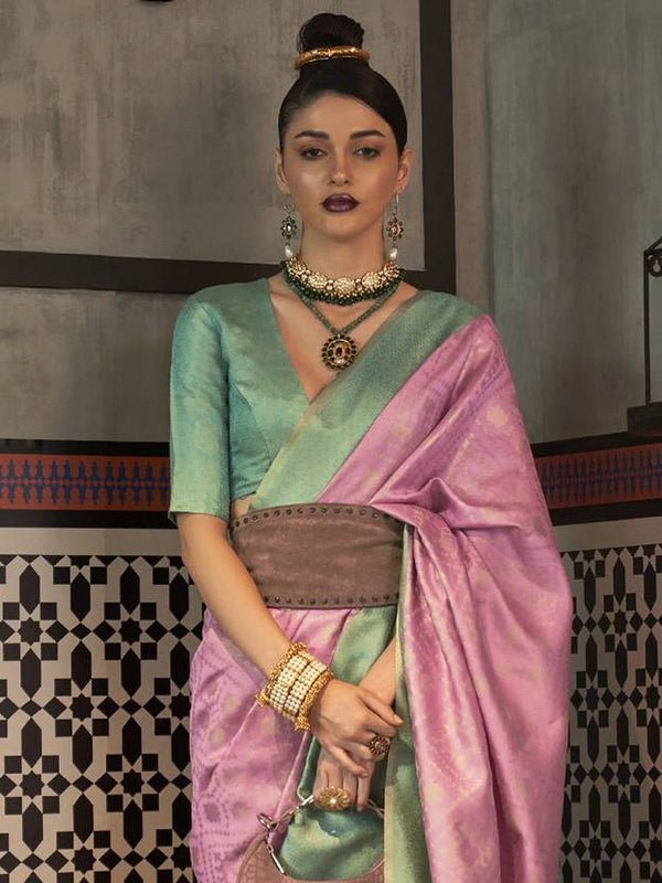 Pink Traditional Woven Kanjivaram Silk Blend Saree – Elegant & Versatile for All Occasions ClothsVilla