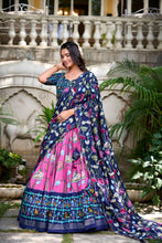 Load image into Gallery viewer, Pink Tussar Silk Lehenga Choli with Pichwai &amp; Patola Prints ClothsVilla