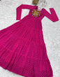Load image into Gallery viewer, Pink Vibrant Laheriya Anarkali Gown – Perfect for Navratri, Ready to Wear