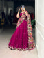 Pink Vichitra Silk Embroidered Lehenga Set with Kalamkari Print Dupatta ClothsVilla