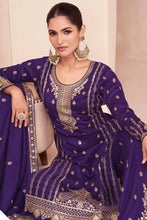 Load image into Gallery viewer, Pinkish Purple Vichitra Silk Embroidered Lehenga Suit Set ClothsVilla