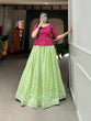 Load image into Gallery viewer, Pista Color Lucknowi Thread Work Georgette Lehenga With Foil And Printed Choli Clothsvilla