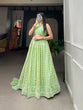 Load image into Gallery viewer, Pista Color Lucknowi Thread Work Georgette Party Wear Lehenga Choli Set Clothsvilla