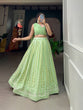 Load image into Gallery viewer, Pista Color Lucknowi Thread Work Georgette Party Wear Lehenga Choli Set Clothsvilla