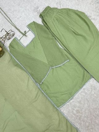 Pista Crunchy Silk Designer Kurta Set ClothsVilla