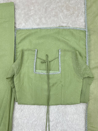 Pista Crunchy Silk Designer Kurta Set ClothsVilla
