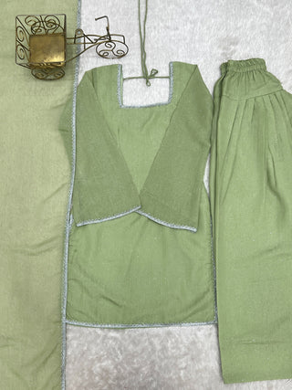 Pista Crunchy Silk Designer Kurta Set ClothsVilla
