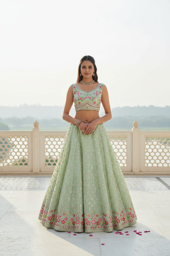 Pista Designer Embroidered Lehenga Choli Set