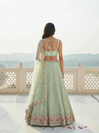 Pista Designer Embroidered Lehenga Choli Set