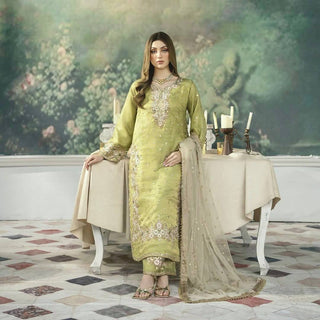 Pista Designer Party Wear Chinon Silk Plazzo Set – Exquisite Embroidery & Handwork ClothsVilla