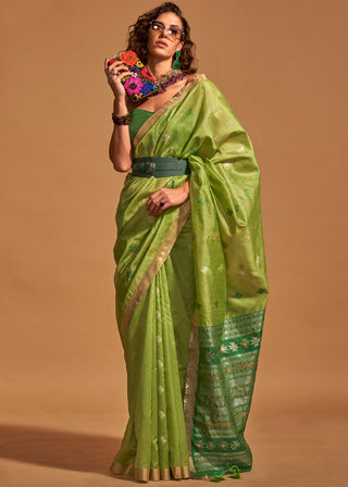 Pista Elegant Banarasi Blended Silk Saree with Intricate Timeless Design – Ideal for Grand Occasions ClothsVilla
