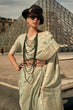 Load image into Gallery viewer, Pista Elegant Banarasi Silk Saree with Zari Weaving Blouse Pieces ClothsVilla