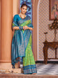 Load image into Gallery viewer, Pista Elegant Banarasi Tissue Silk Saree with Zari Woven Design ClothsVilla