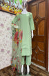 Load image into Gallery viewer, Pista Elegant Cotton Silk Suit Set with Floral Organza Dupatta