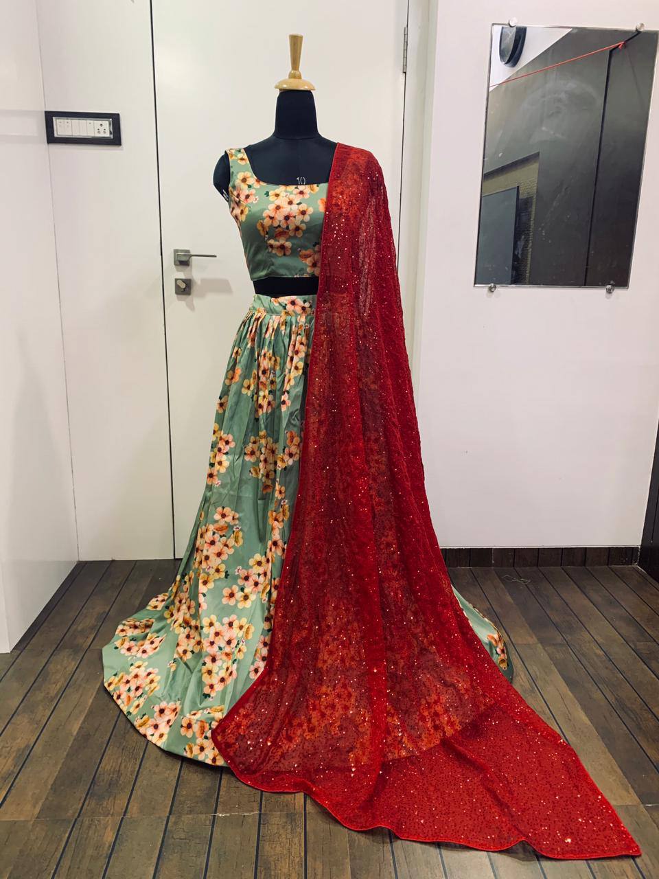 Pista Elegant Digital Print Lehenga Set Secondary image