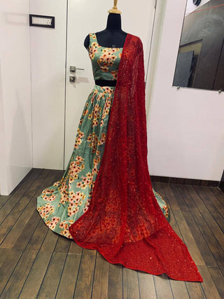 Pista Elegant Digital Print Lehenga Set ClothsVilla