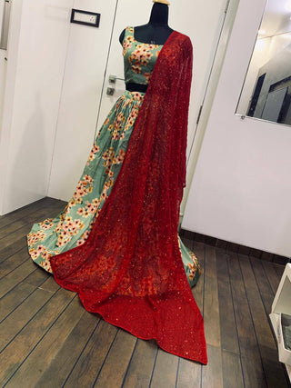 Pista Elegant Digital Print Lehenga Set ClothsVilla