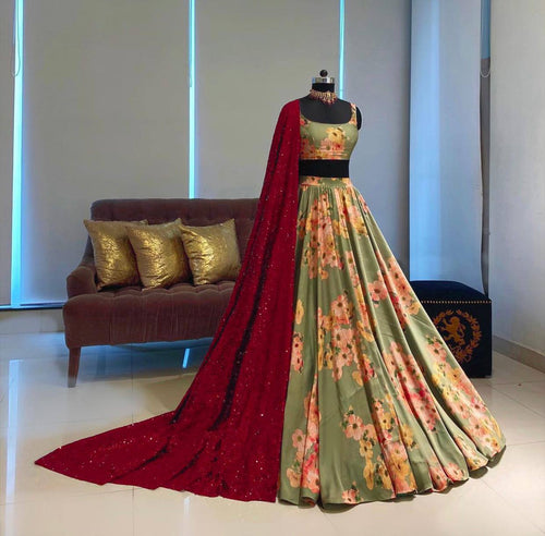 Pista Elegant Digital Print Lehenga Set ClothsVilla