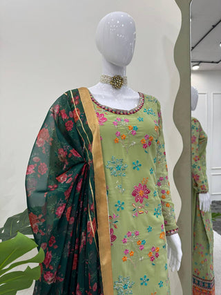 Pista Elegant Faux Georgette Plazo Set with Dupatta – Thread & Sequin Work Clothsvilla