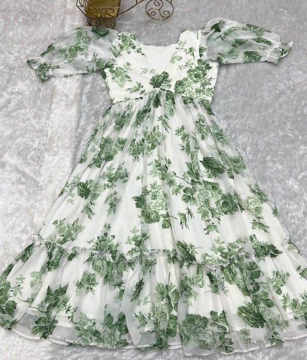 Pista Elegant Floral Print Soft Georgette One-Piece Dress – Fully Stitched & Ready to Wear