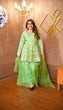 Load image into Gallery viewer, Pista Green Elegant Organza Top with Sequins, Handprint &amp; Zari, Paired with Fully Stitched Organza Palazzo and Dupatta – Ready to Wear Ethnic Set ClothsVilla