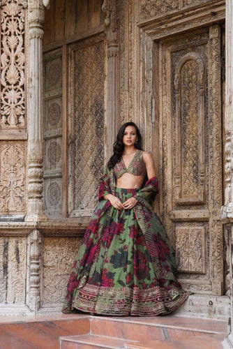 Pista Elegant Tabby Organza Lehenga Set with Digital Print & Sequins Work ClothsVilla