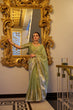 Load image into Gallery viewer, Pista Elegant Tissue Shimmer Saree with Zari Weaving and Sequins Lace Border ClothsVilla