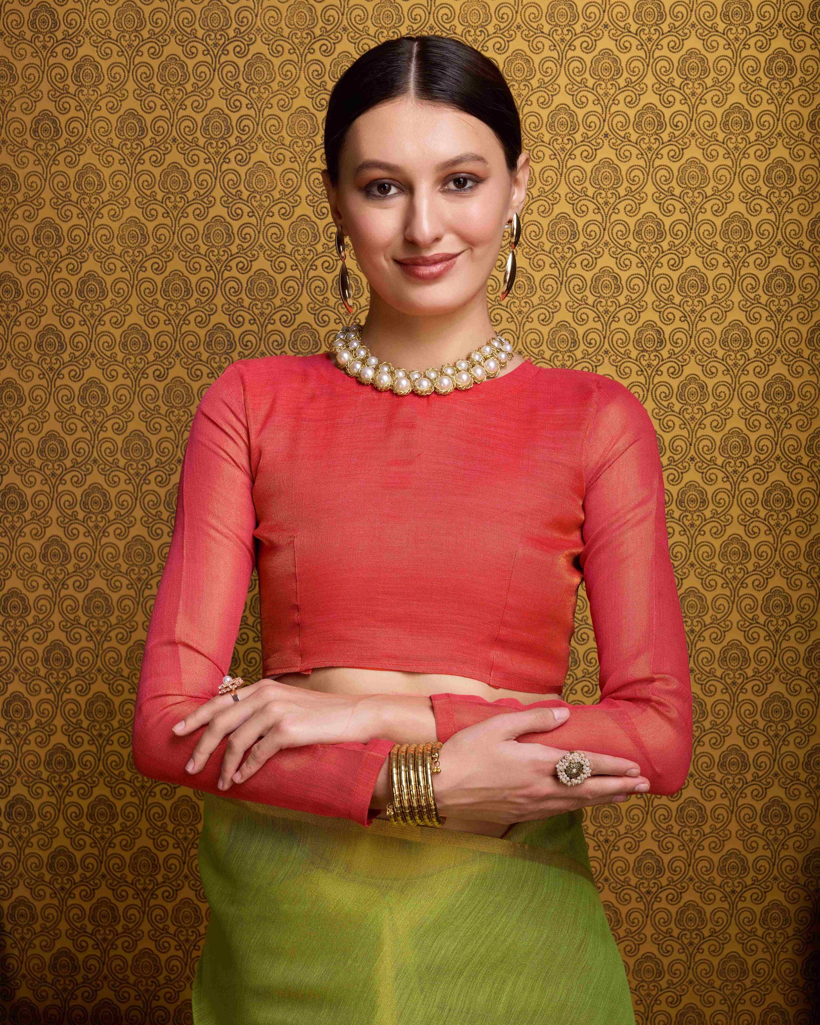 Pista Elegant Woven Design Linen Blend Saree with Zari Border ClothsVilla