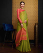 Load image into Gallery viewer, Pista Elegant Woven Design Linen Blend Saree with Zari Border ClothsVilla