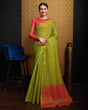 Load image into Gallery viewer, Pista Elegant Woven Design Linen Blend Saree with Zari Border ClothsVilla