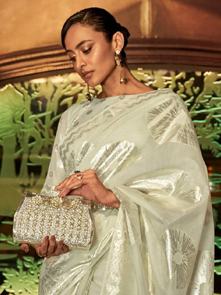 Pista Elora Fashion Banarasi Silk Unstitched Saree with Designer Border ClothsVilla
