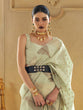 Load image into Gallery viewer, Pista Embroidered Banarasi Tissue Saree with Tassels ClothsVilla