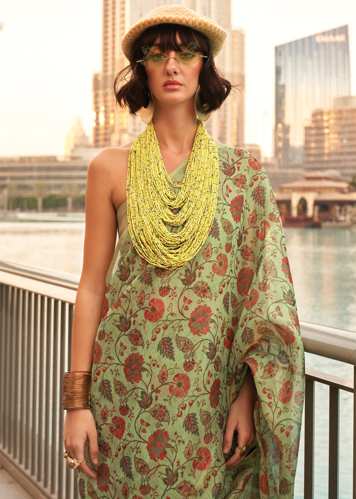 Pista Exquisite Blended Tissue Silk Saree with Blouse Piece ClothsVilla