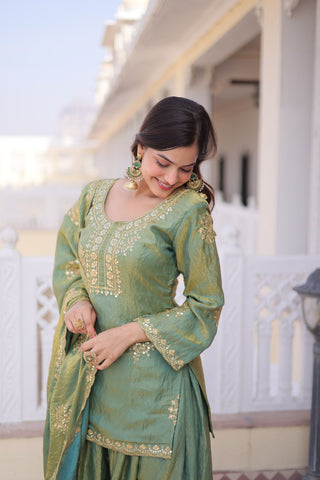 Pista Fendi Crush Kurti Sharara Set