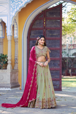 Pista Georgette Embroidered Lehenga ClothsVilla
