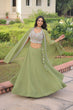 Load image into Gallery viewer, Pista Georgette Lehenga Choli with Shrug ClothsVilla