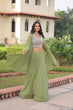 Load image into Gallery viewer, Pista Georgette Lehenga Choli with Shrug ClothsVilla