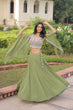 Load image into Gallery viewer, Pista Georgette Lehenga Choli with Shrug ClothsVilla